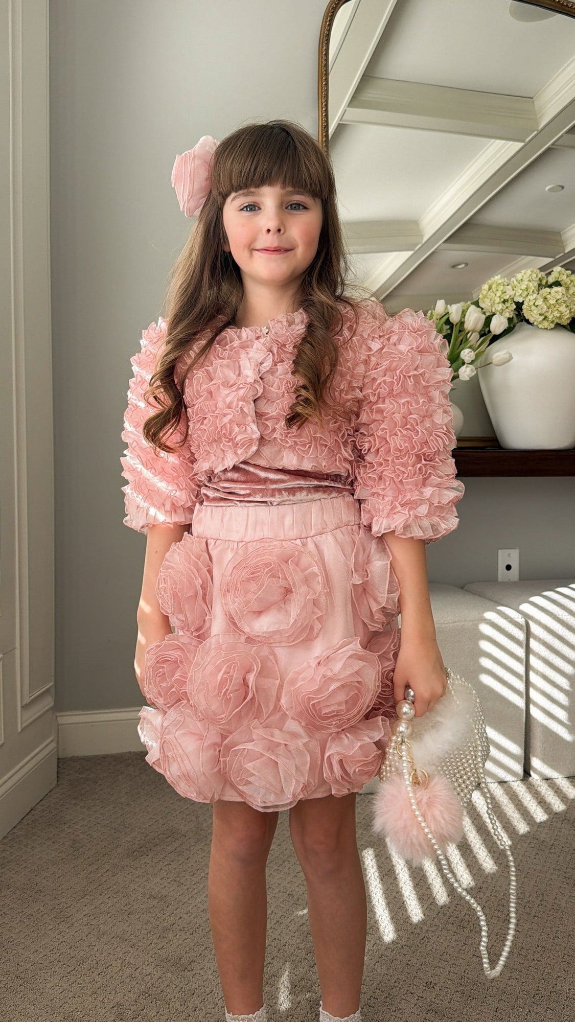 Vivian Dusty Pink Organza Skirt - Petite Maison Kids