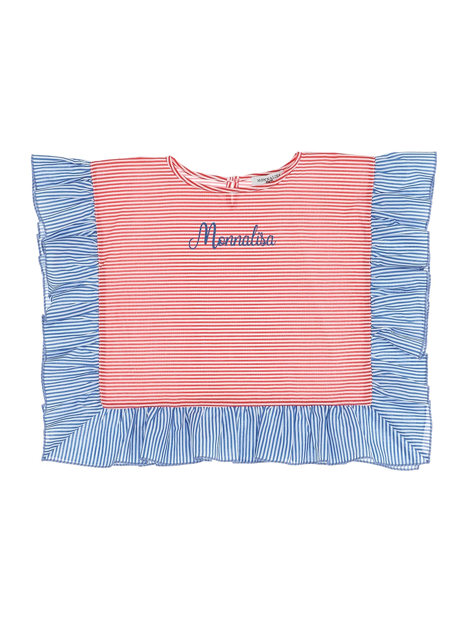 Girls | Striped Muslin Kaftan | White/Red