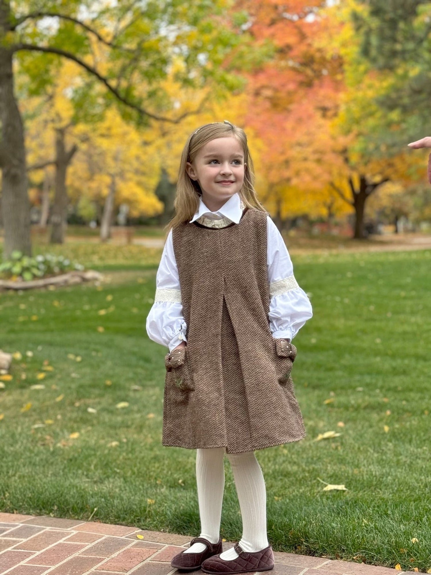 Baby Girls | Herringbone Dress and Blouse Set | Brown