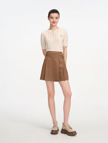 Asymmetric Pleated Mimiskirt | Brown