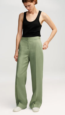 Wide Leg Trouser in Linen | Sage