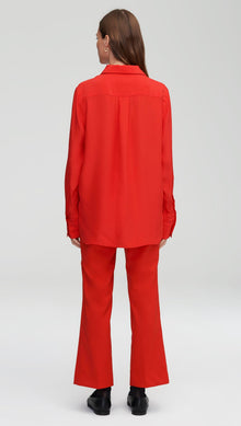 Slim Blouse in Matte-side Silk Charmeuse | Scarlet