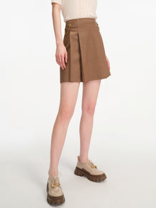Asymmetric Pleated Mimiskirt | Brown