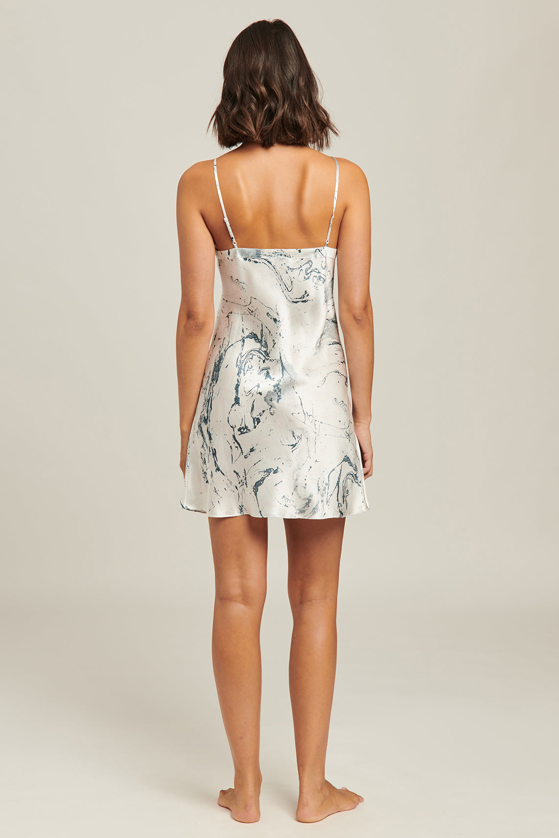 GINIA Silk Chemise - Carrara Marble