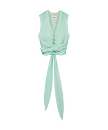 Corsica Laced Satin Top | Mint