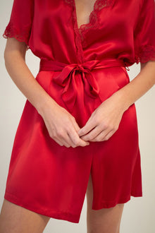 Silk Gown with Lace | Ruby
