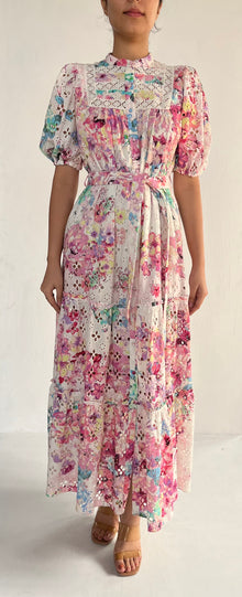 Hemant & Nandita | April Closed-Neck Long Dress | Pink