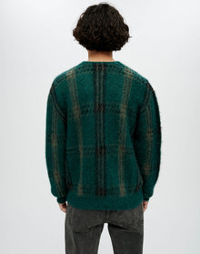 60s V Neck Cardigan | Emerald Plaid