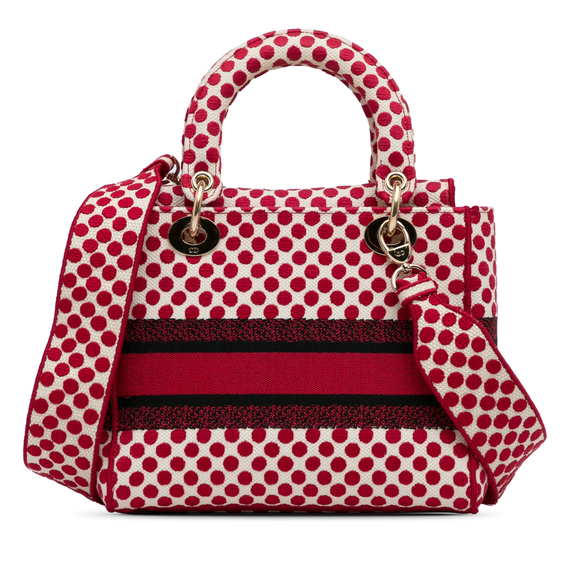 Dior | Pre-Owned Medium Embroidered Canvas DiorAmour Dots Lady D Lite | Red