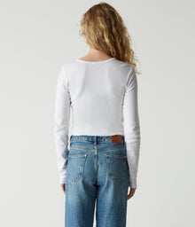 Natalie Hook And Eye Henley Tee | White