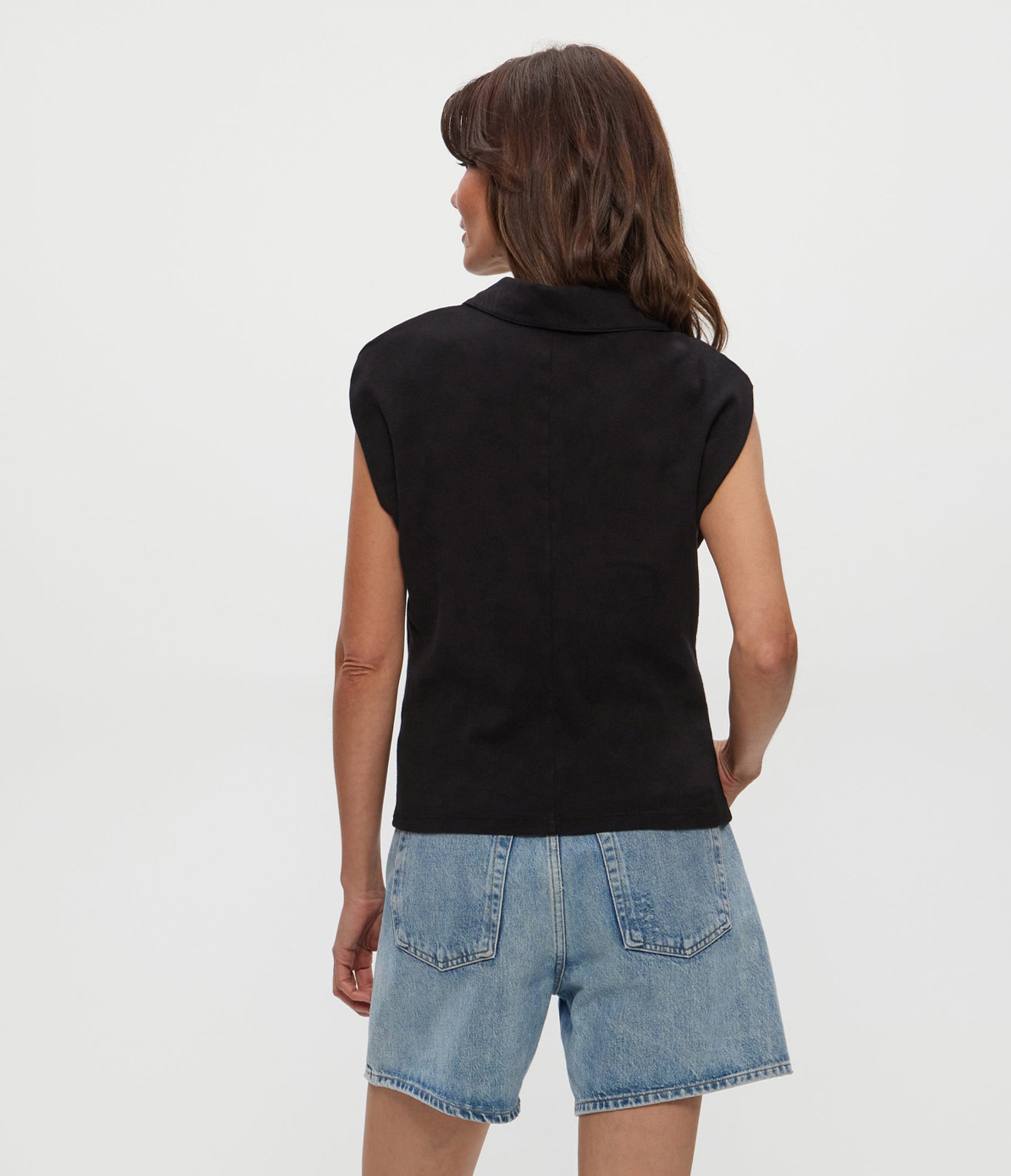 Faye Power Shoulder Polo | Black