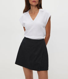 Faye Power Shoulder Polo | White