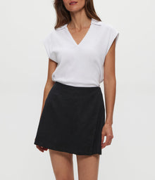 Faye Power Shoulder Polo | White