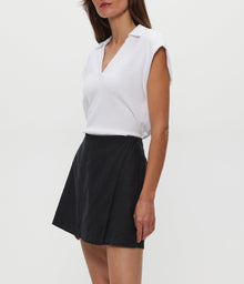 Faye Power Shoulder Polo | White