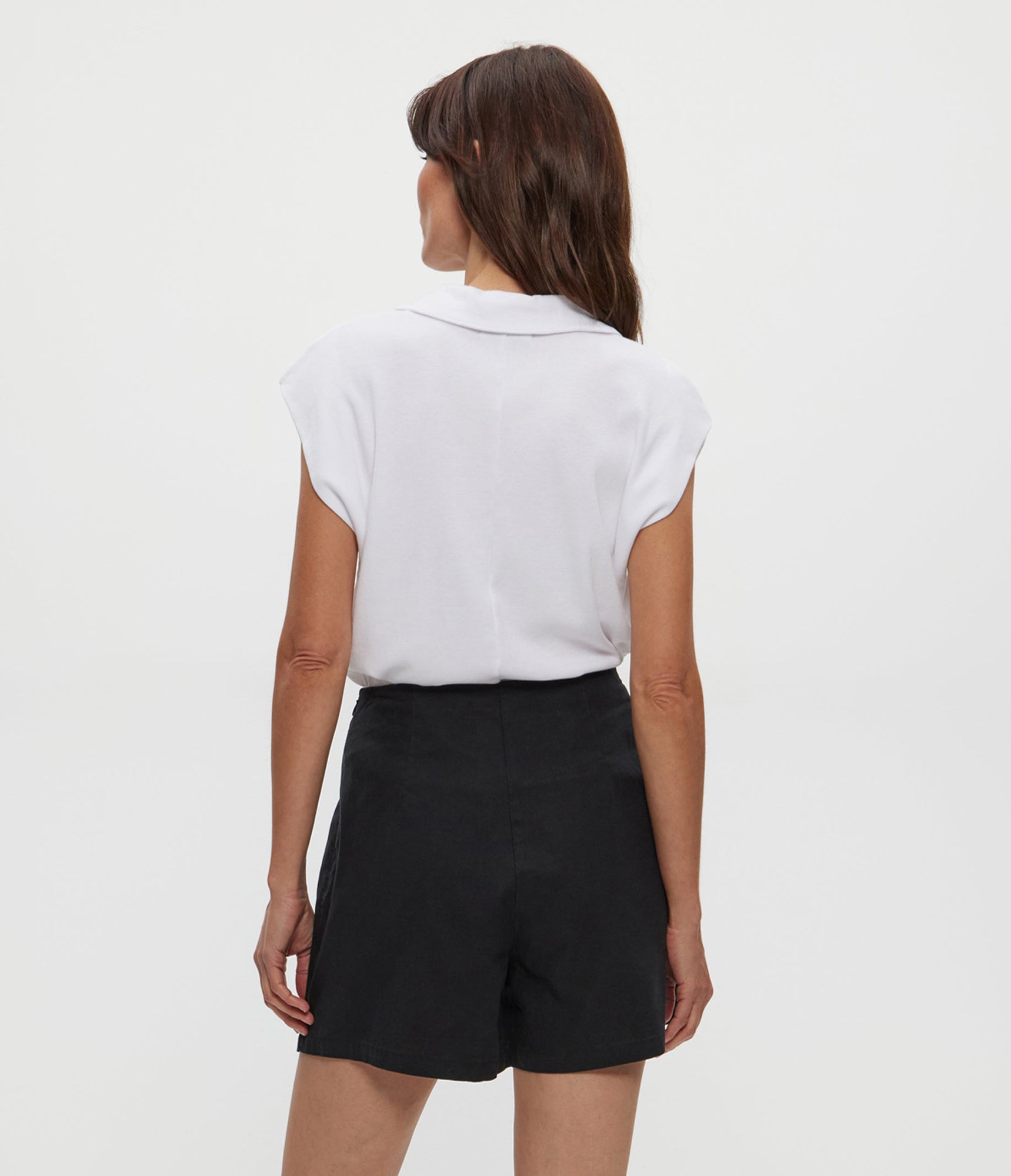 Faye Power Shoulder Polo | White