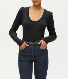 Jewel Puff Sleeve Top | Black