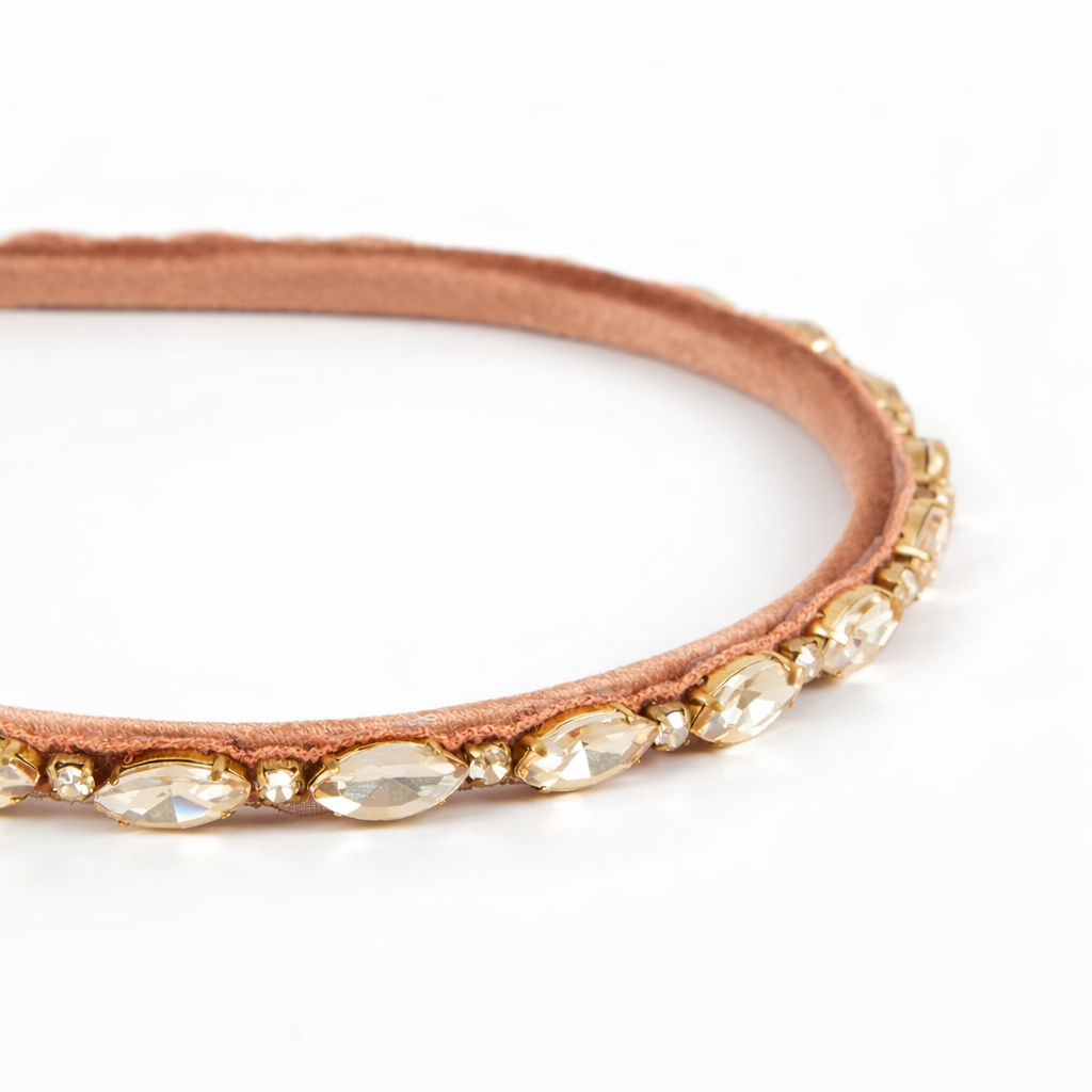 Lux Headband | Gold/Crystal/Panne Velvet