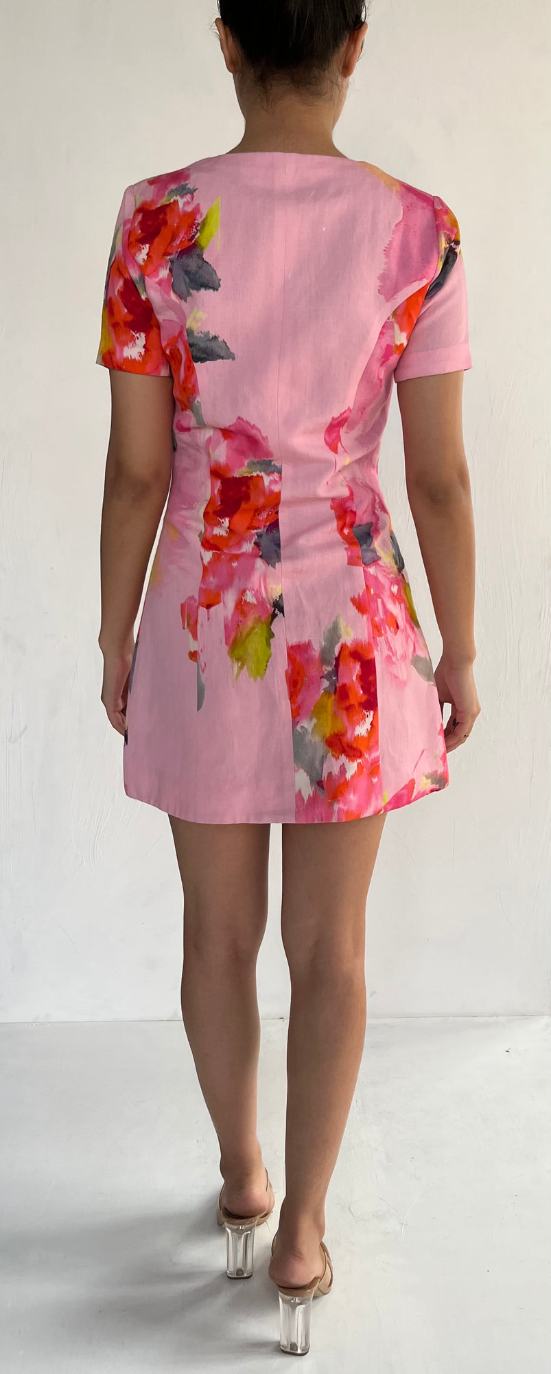 Hemant & Nandita | Button Down Rosa Short Dress | Pink