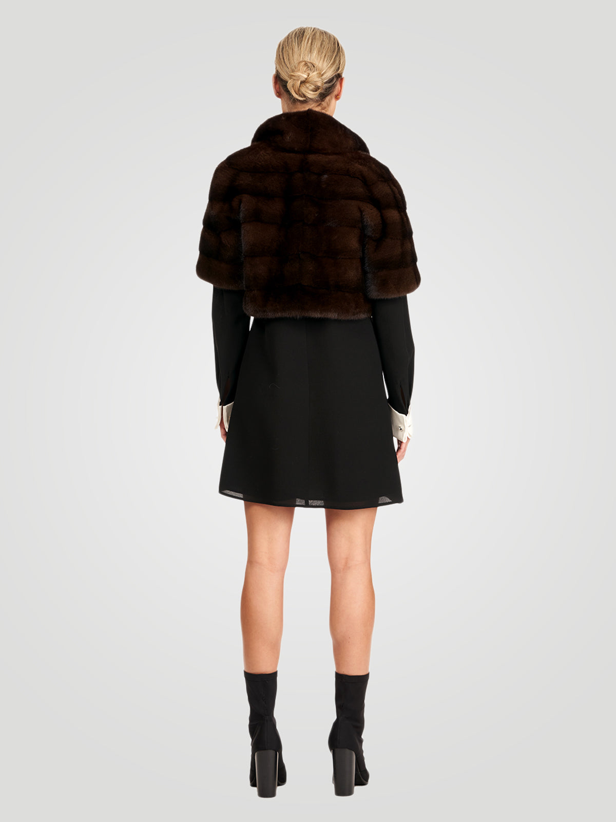 Mink Fur Bolero With Cropped Sleeves | Women | Dark Mahogany