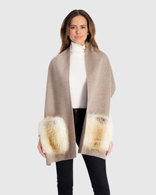 Wool Stole With Golden Island Fox Pockets | Taupe