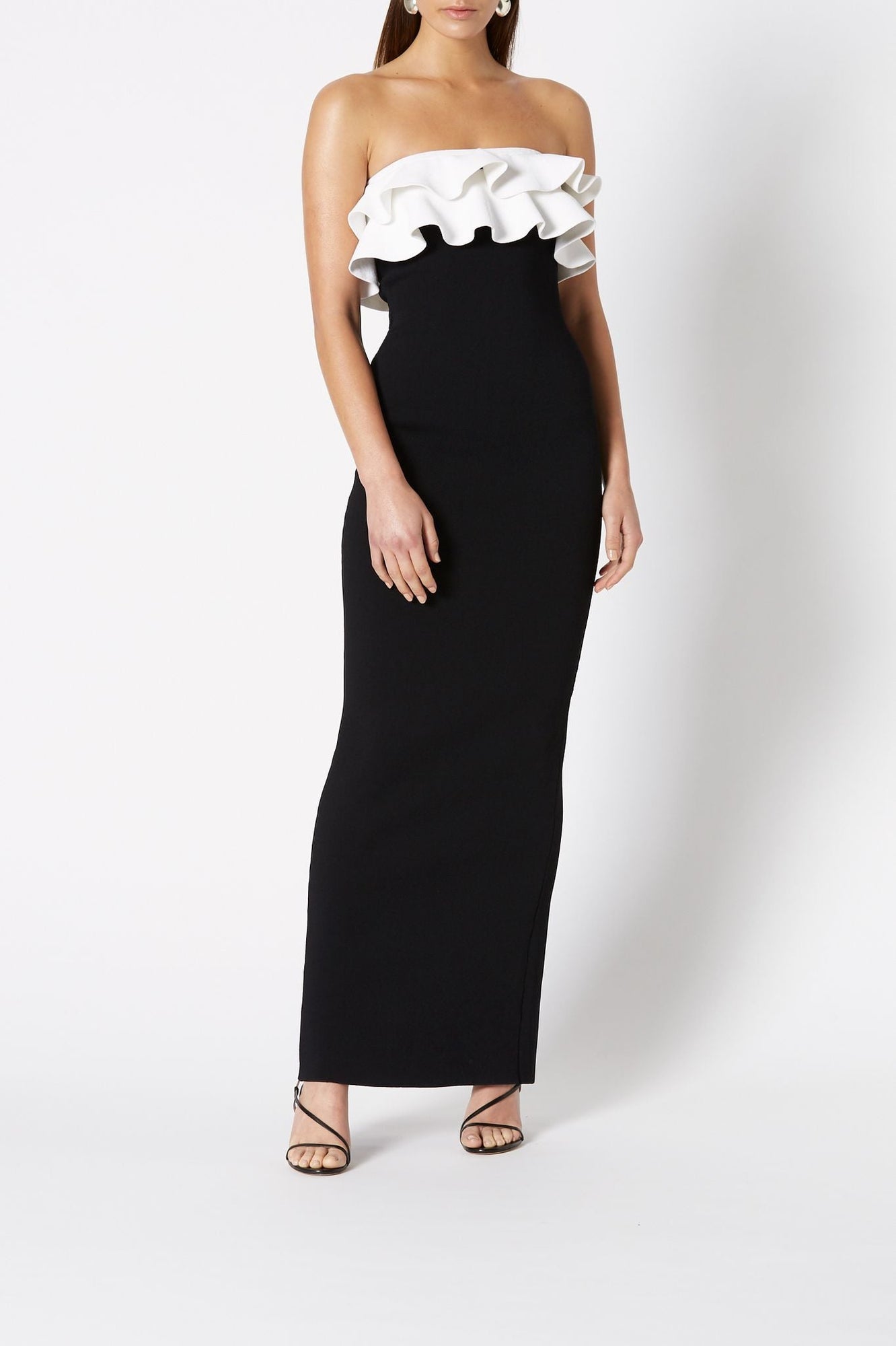 Crepe Knit Strapless Long Dress Black - Scanlan Theodore US