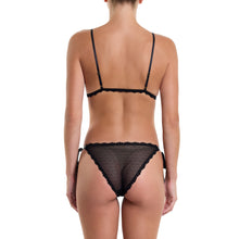 Dotted Tulle Front-Tie Bralette | Black