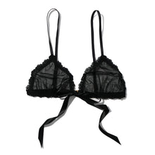 Dotted Tulle Front-Tie Bralette | Black