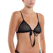 Dotted Tulle Front-Tie Bralette | Black