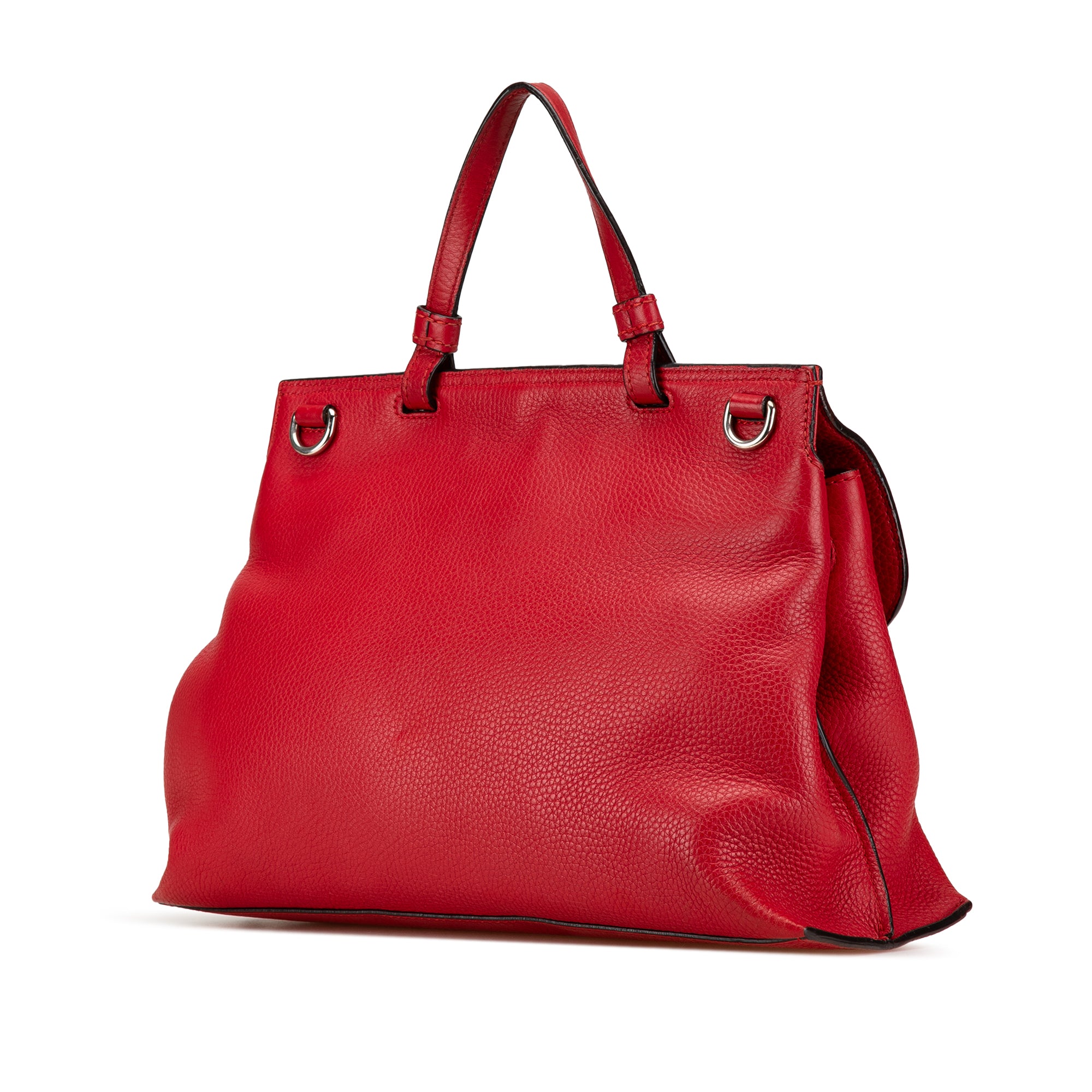 Gucci | Pre-Owned Medium Leather Bamboo Daily Satchel | Red