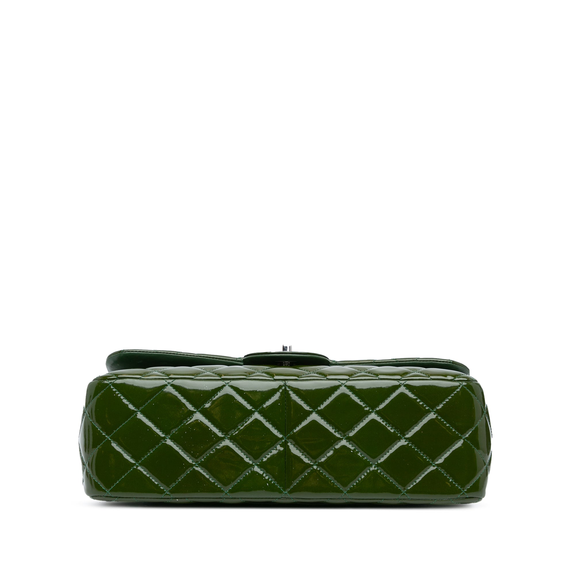 Chanel | Pre-Owned Jumbo Classic Patent Double Flap | Green/Olive Green