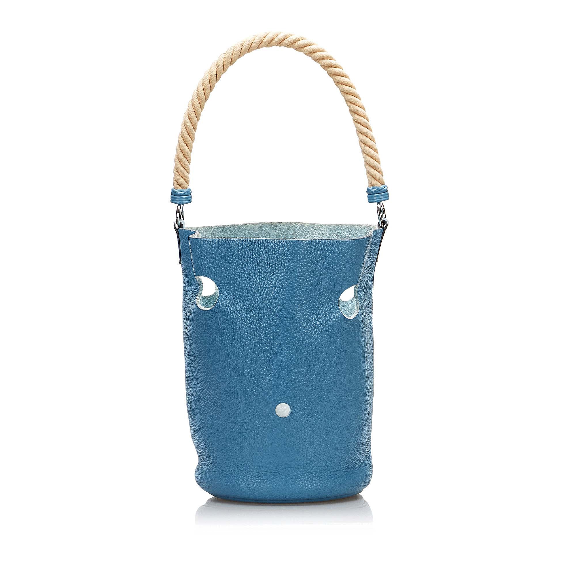 Hermes | Pre-Owned Clemence Mangeoire Bucket PM | Blue
