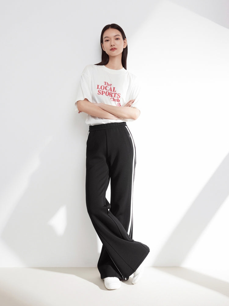 Loose Fit Flare Pants For Sports | Black