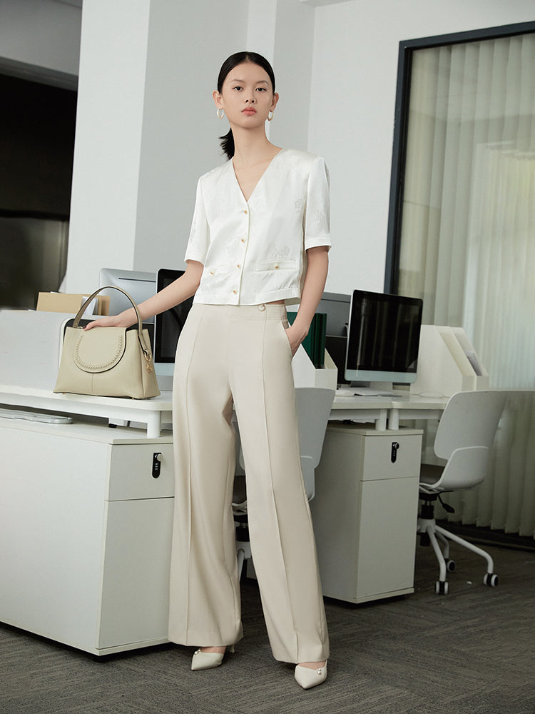 Wide-Leg Suit Pants | Beige