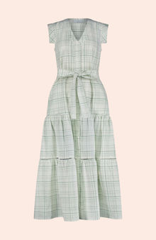 Stretch Seersucker Tiered Dress | White