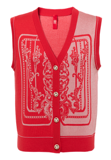 Embossed Knit Vest | Red