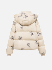 Chinese-Style Hooded Down Jacket | Beige