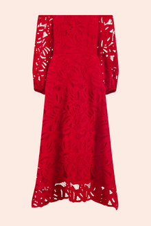 Embroidered Eyelet Off the Shoulder Dress | Cherry