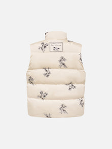 Printed Goose Down Vest | Beige
