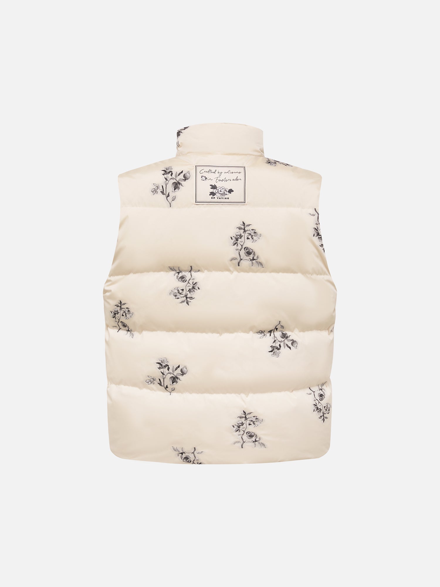 Printed Goose Down Vest | Beige