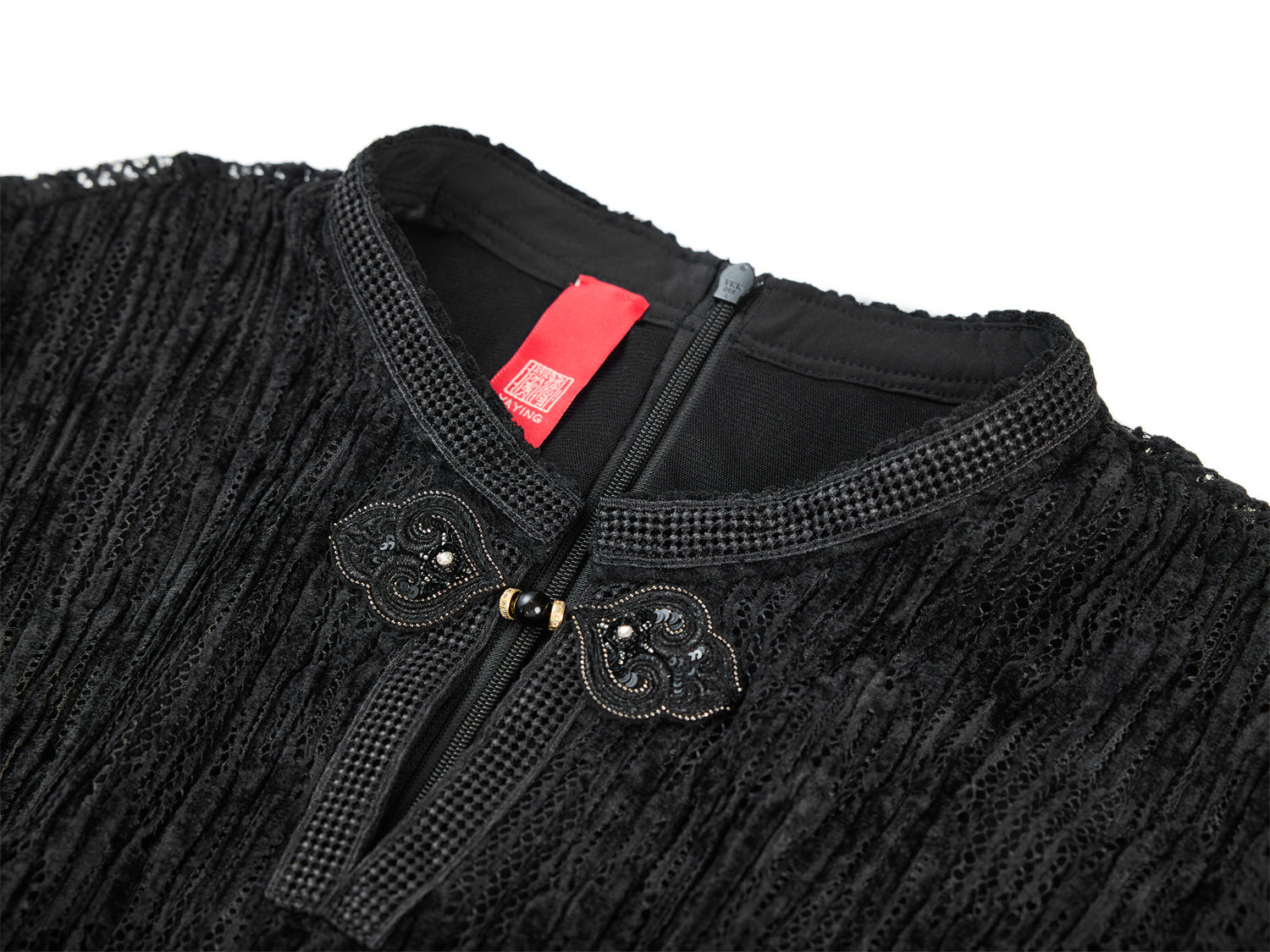 Chinese Style Pleated Little Dress | Black