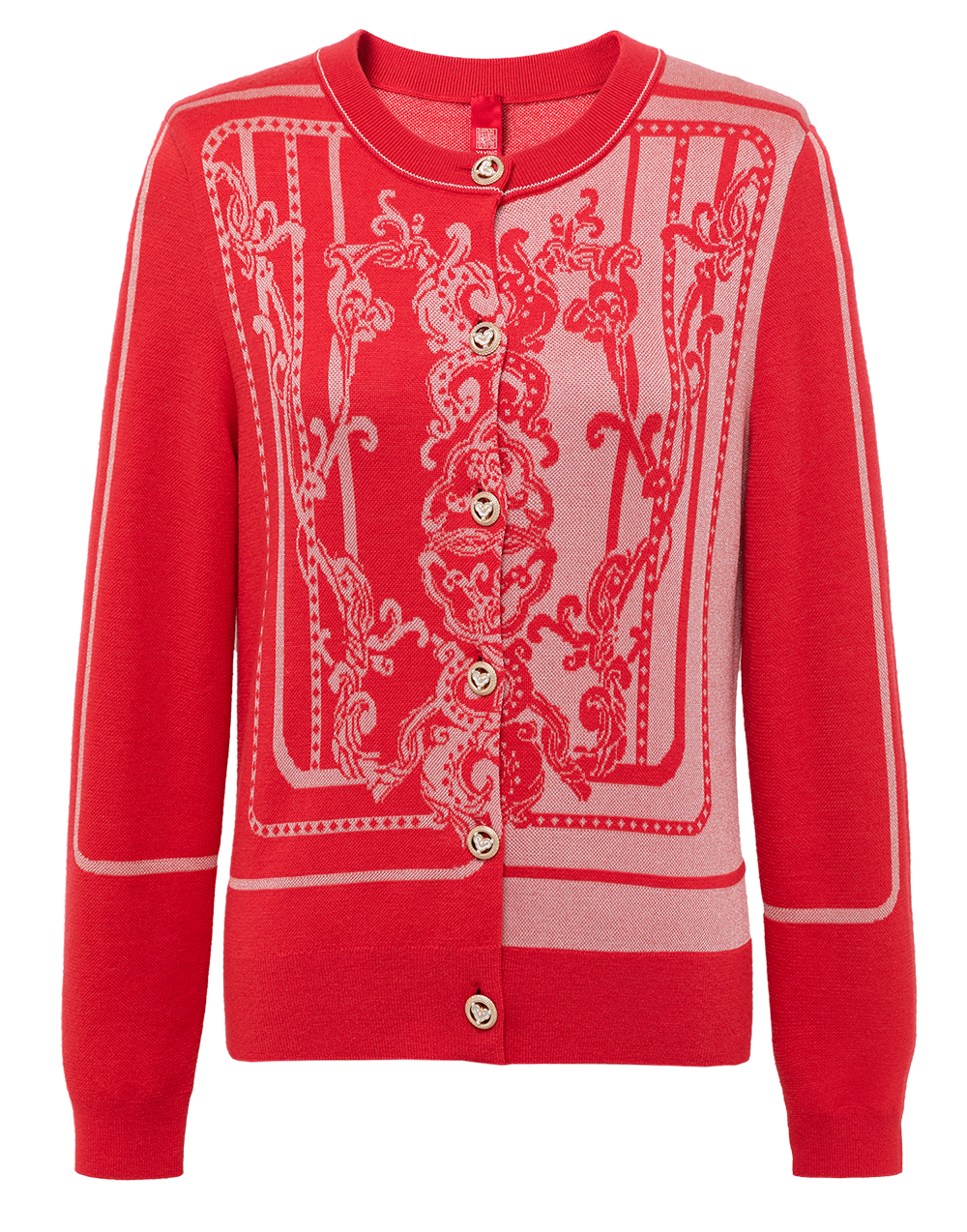 Embossed Knit Cardigan | Red