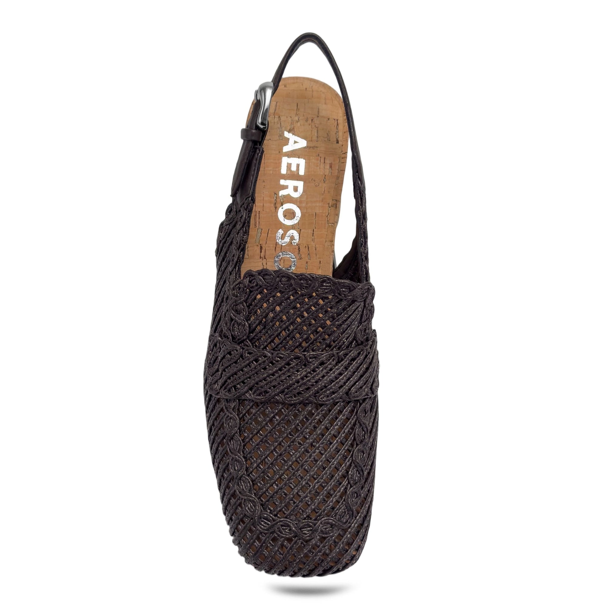 Santina Dress Platform | Dark Brown Embroidered Raffia