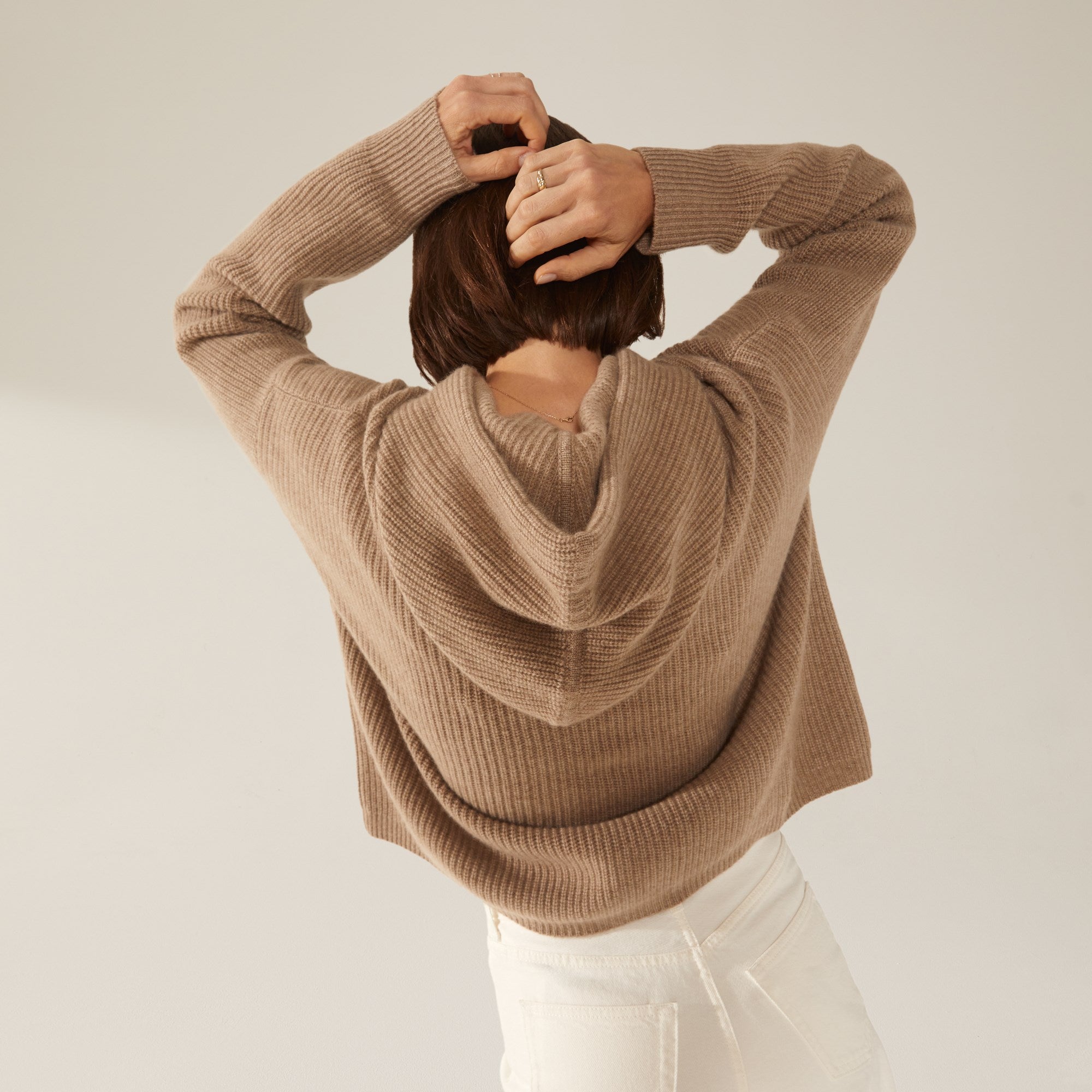 Womens | Josie Chunky Cashmere Hoodie | Brown