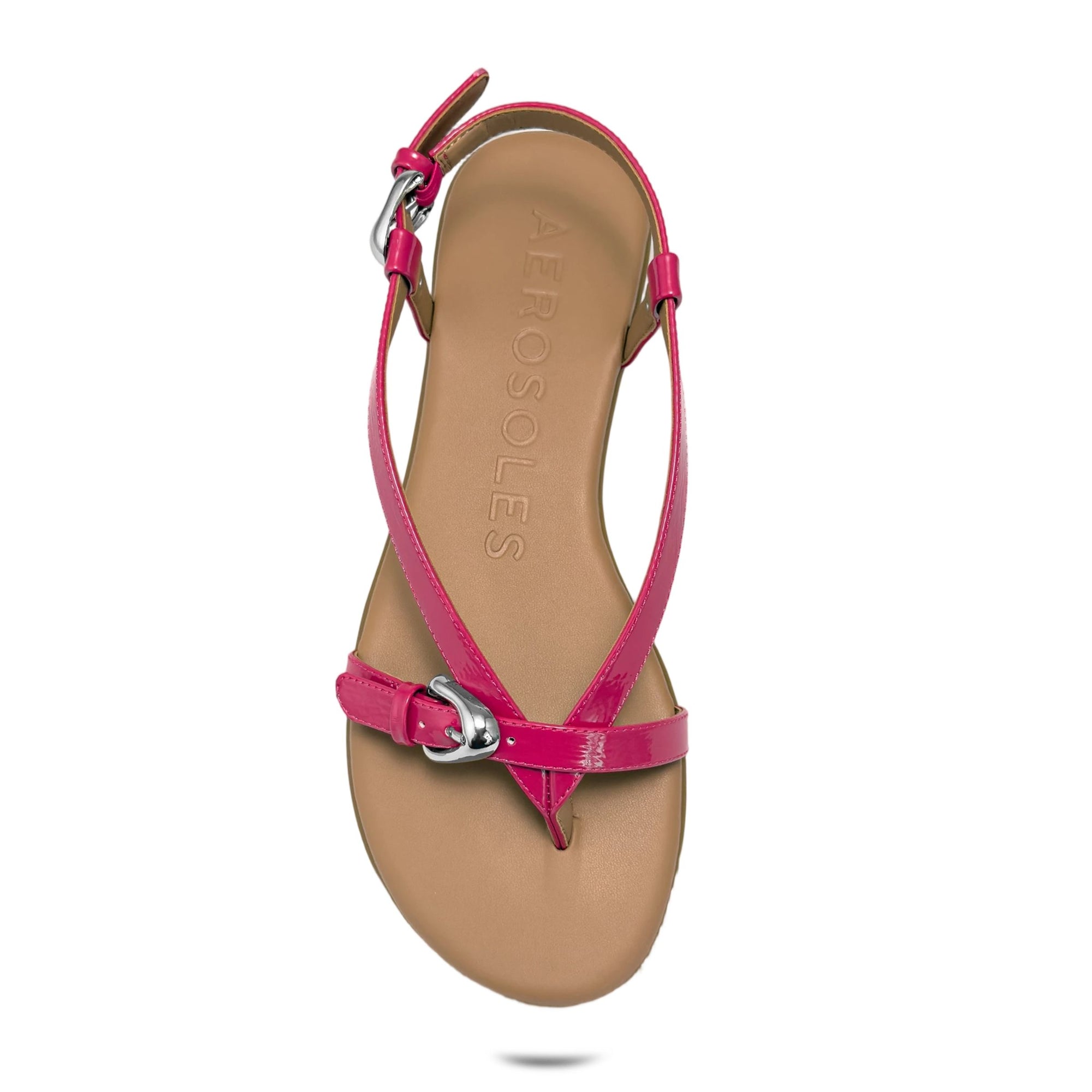 Iride Sandal Flat | Magenta Faux Crinkle Patent