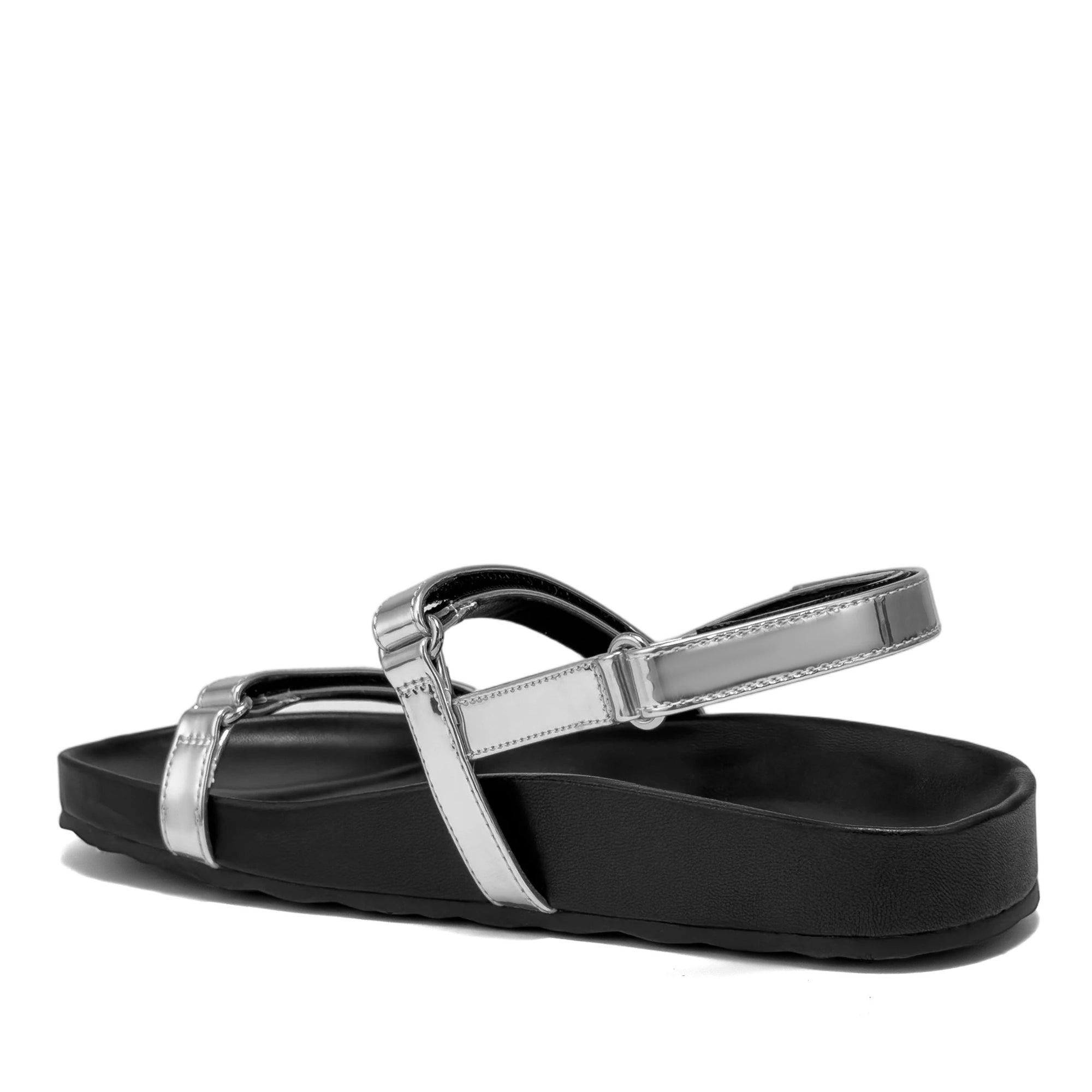 Liana Sandal Footbed | Silver Faux Mirror Metallic