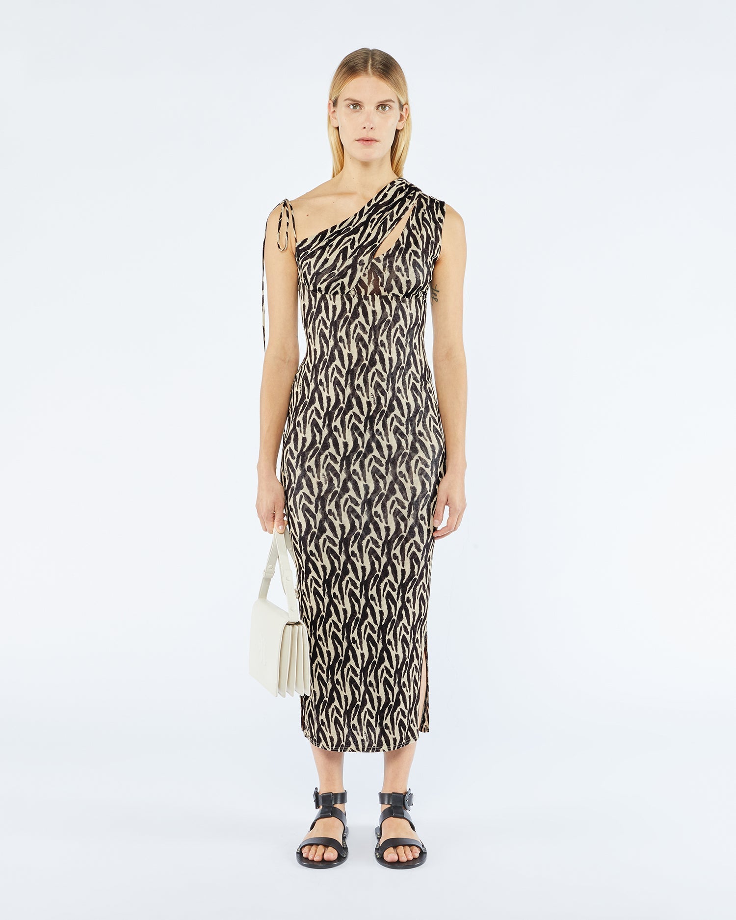 Camille Printed Mesh-Jersey Midi Dress | Brushtroke Animal