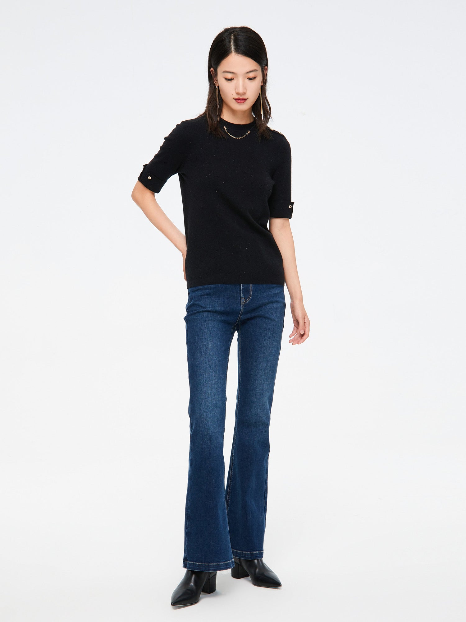 Necklace Knit Top | Black