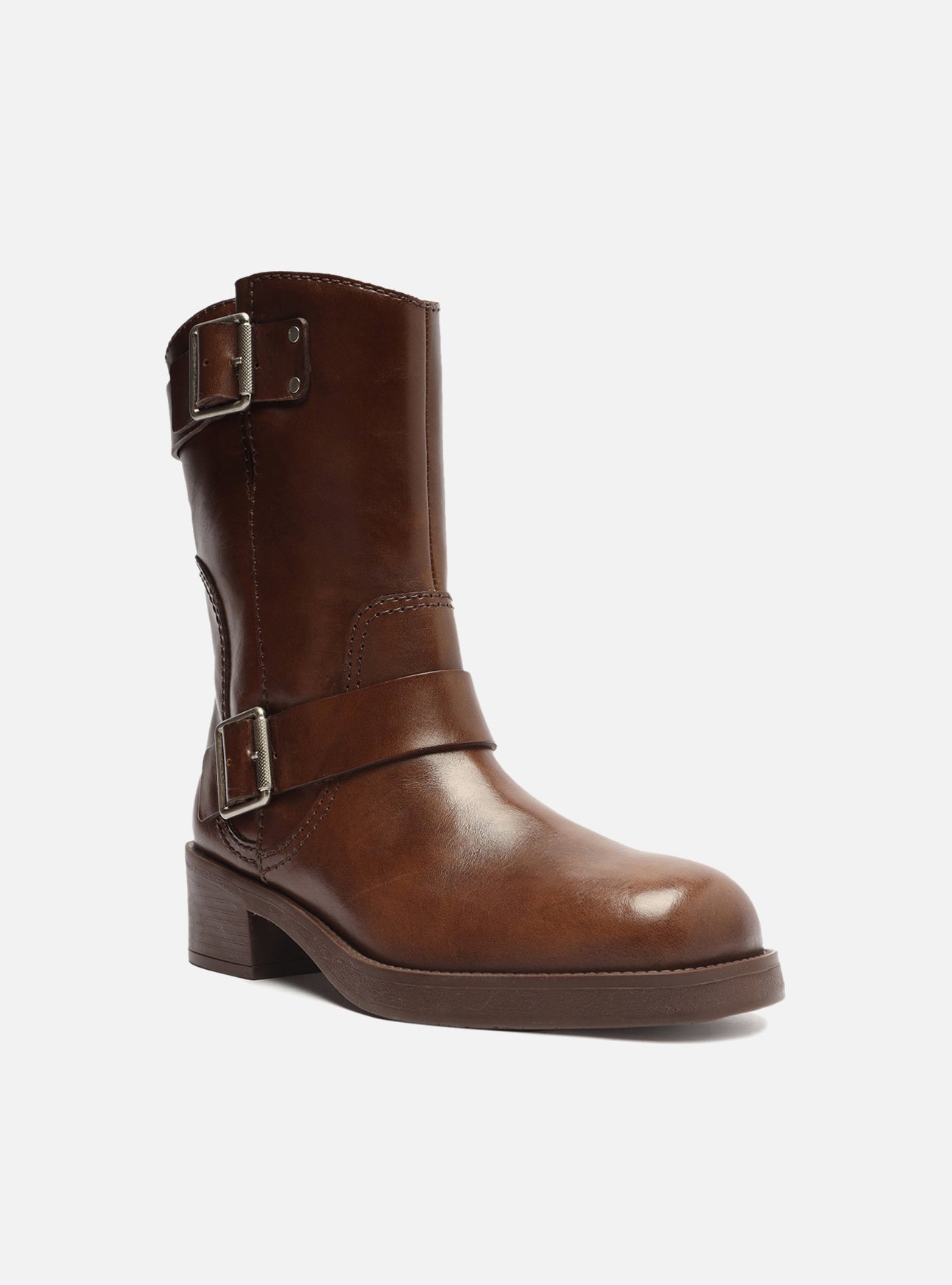 AREZZO | Lucy Low Block Boot | Brown