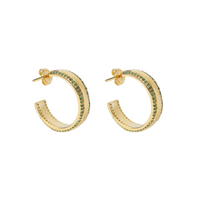 The Green Cz Hoop | 18K Yellow Gold-Plated