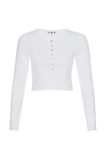 AMO Denim | Sassy Rib Henley in White